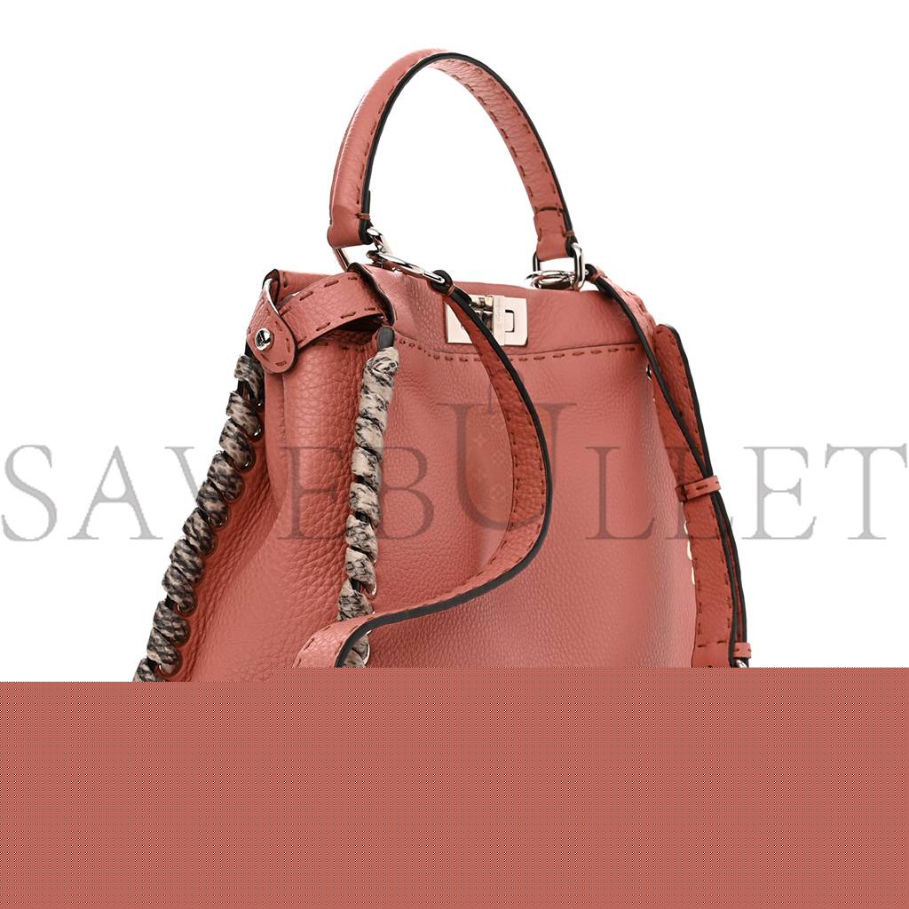 F**di cuoio romano selleria elaphe lace up medium peekaboo iconic satchel make up taupe (34*25*13cm)