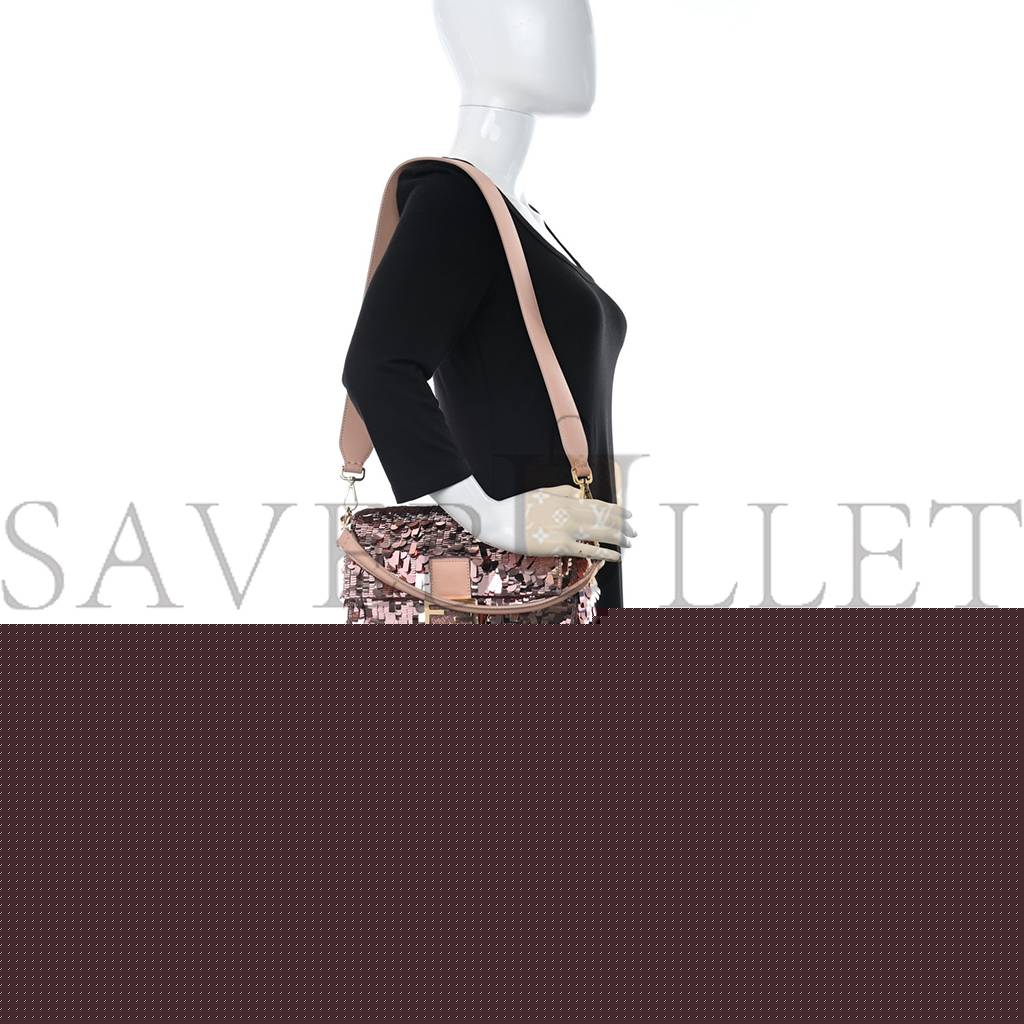 F**di sequin paillettes vitello grace sex and the city baguette baby pink (27*15*6cm)