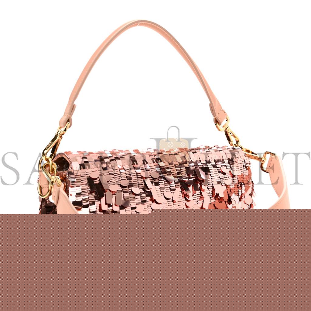 F**di sequin paillettes vitello grace sex and the city baguette baby pink (27*15*6cm)
