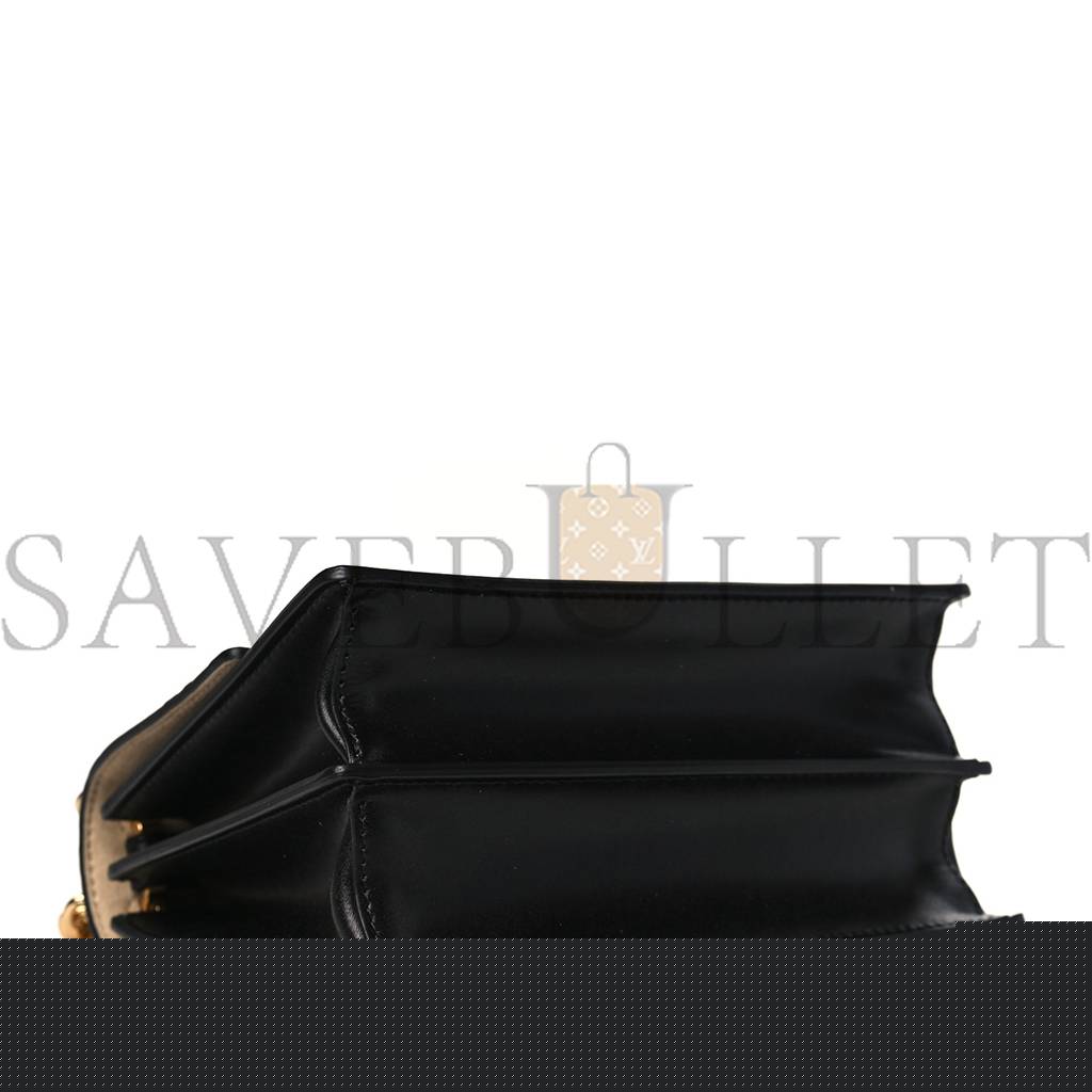 F**di vitello liberty bi-color ff 1974 embossed small kan i shoulder bag black maya (19*16*9cm)