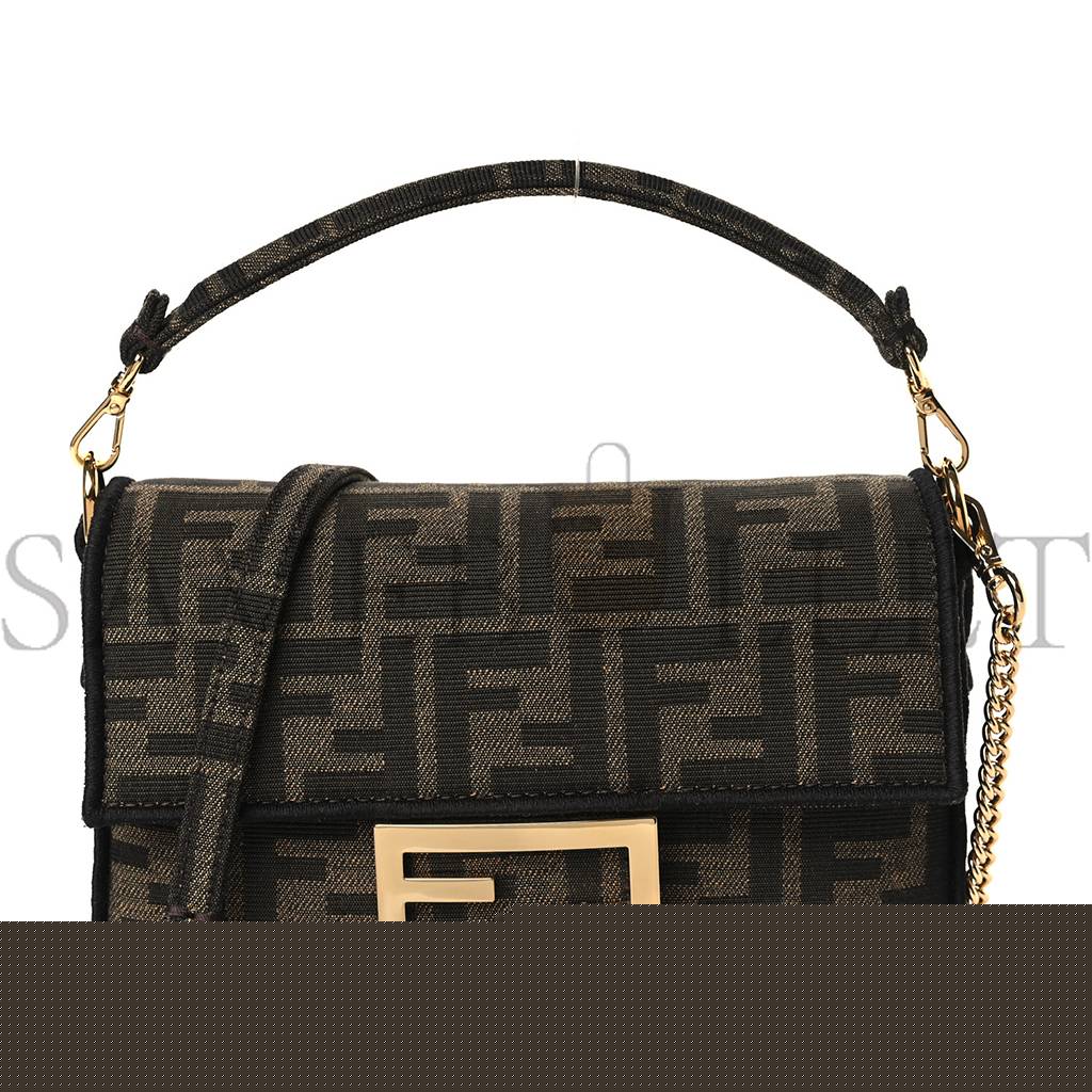 F**di fabric jacquard ff 1974 mini baguette tobacco moro black (19*11*5cm)