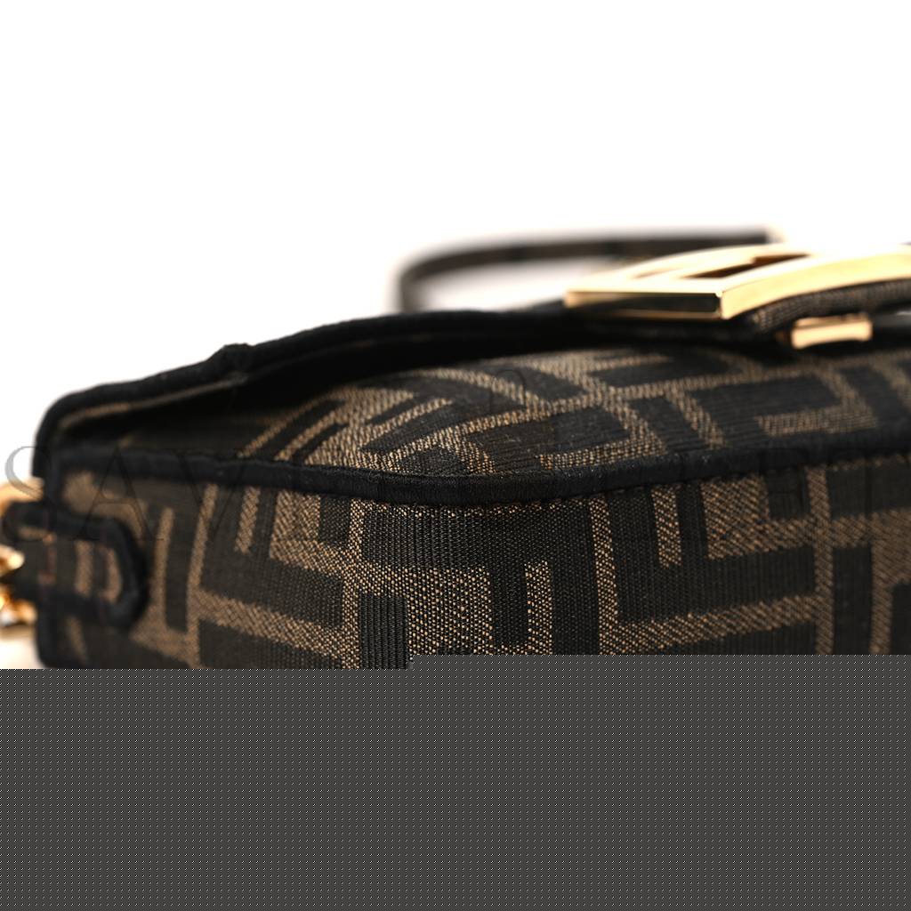 F**di fabric jacquard ff 1974 mini baguette tobacco moro black (19*11*5cm)