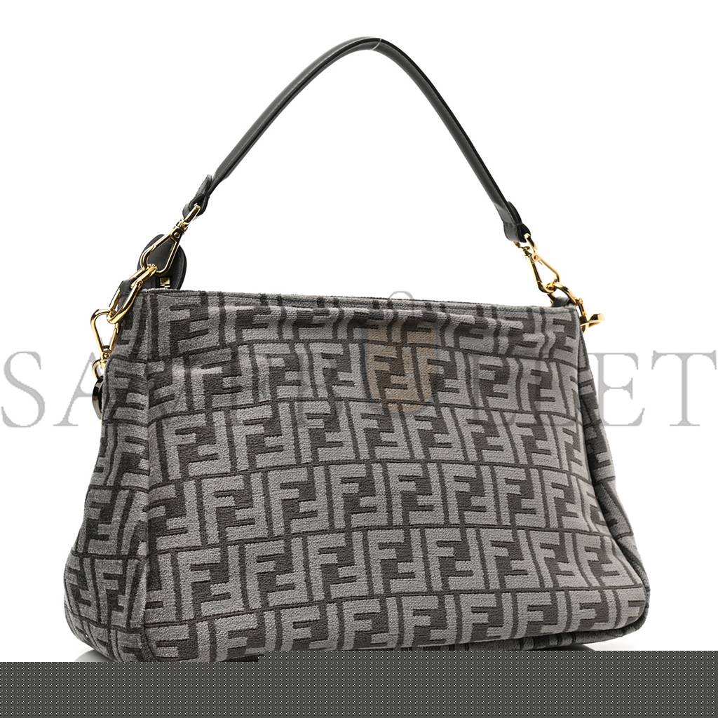 F**di chenille vitello seta plexiglass ff F**di o'lock zipper anthracite asfalto (35*23*14cm)