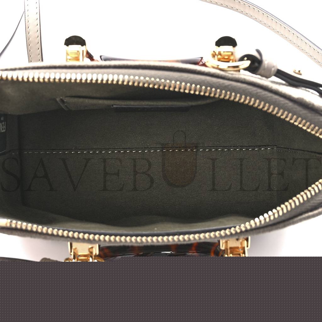 F**di chenille vitello king plexiglass ff mini by the way top handle boston bag tortora nuvola (17*11*8cm)