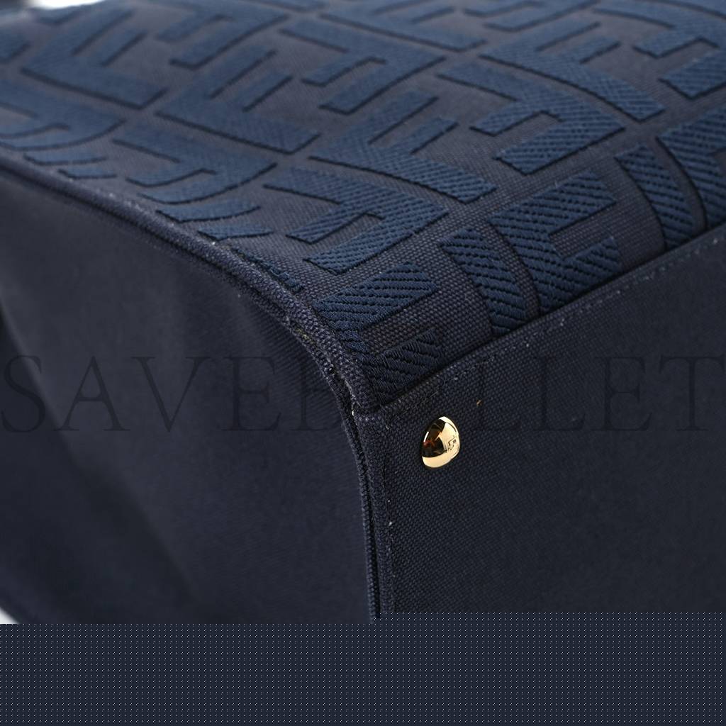 F**di canvas vitello king ff embroidered medium peekaboo x-tote blue (41*29*15cm)