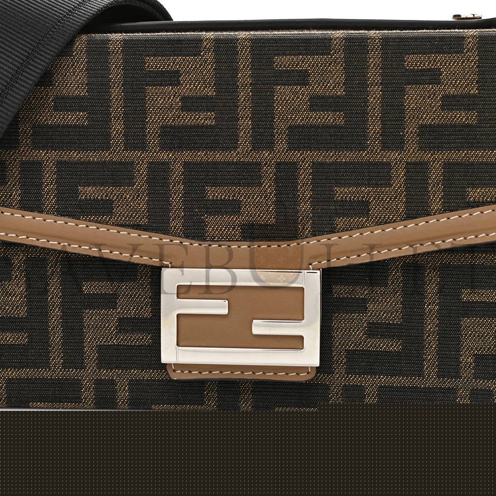 F**di recycled fabric jacquard vitello king ff 1974 baguette soft trunk tobacco moro sand (28*15*6cm)