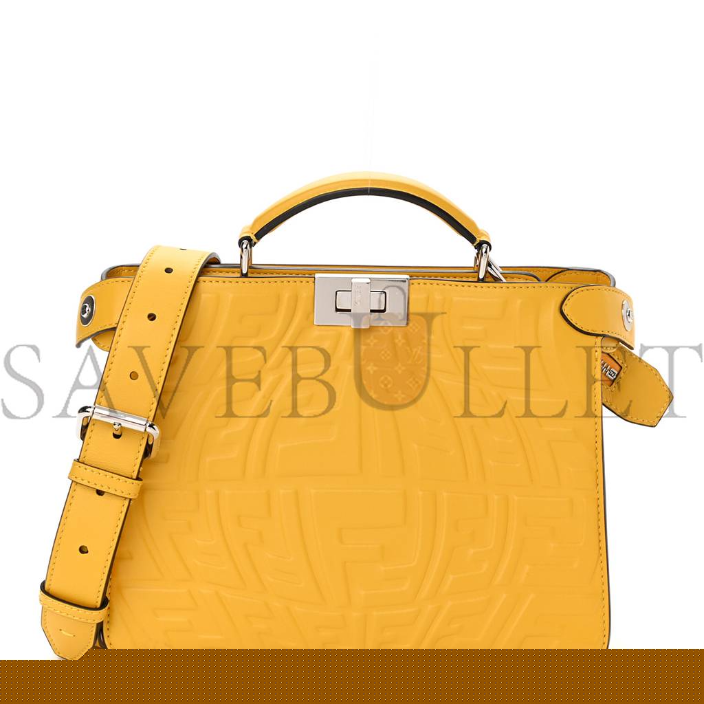 F**di x sarah coleman nappa ff fish eye embossed mini peekaboo i see u satchel mimosa (25*20*9cm)