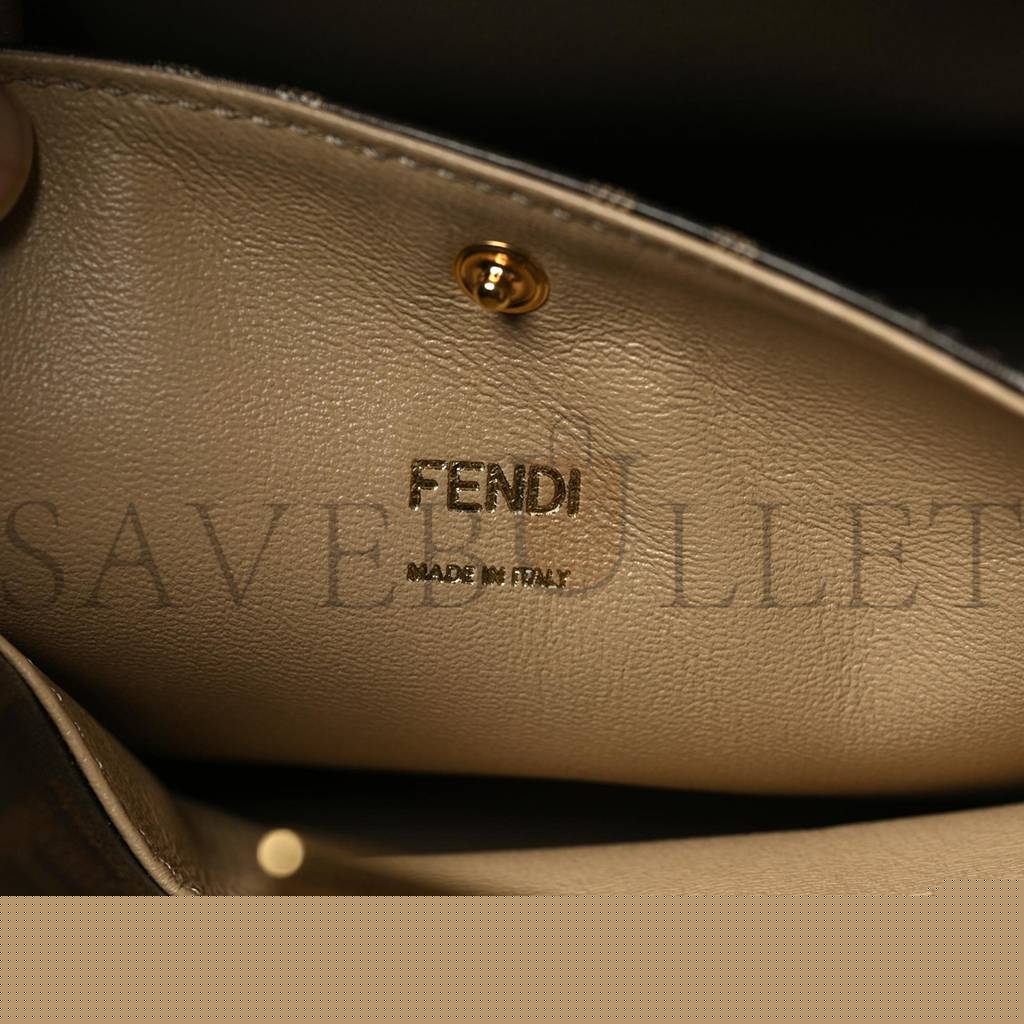 F**di vitello seta glazed fabric ff 1974 medium peekaboo x-lite maya mogano panna (30*25*15cm)